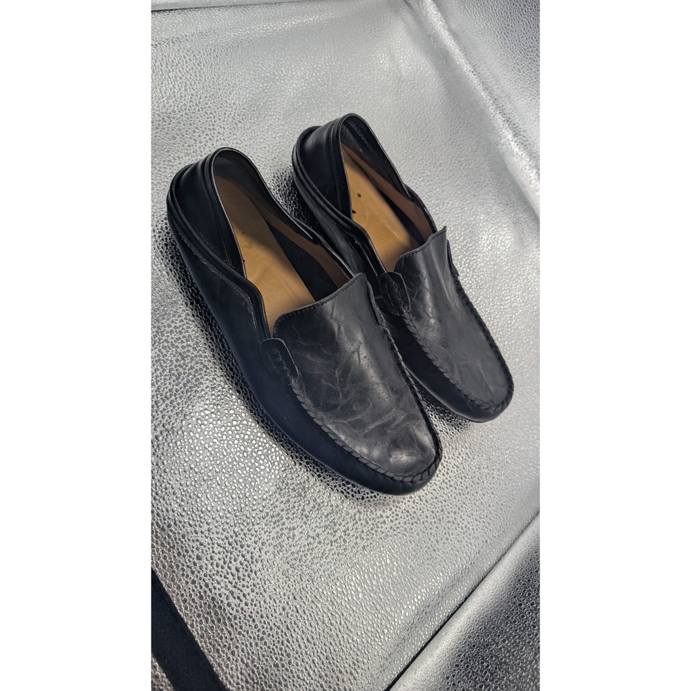 Go Tour Mens Black Leather‎ Penny Loafers Slip On Driving Shoes Moc Toe Classic